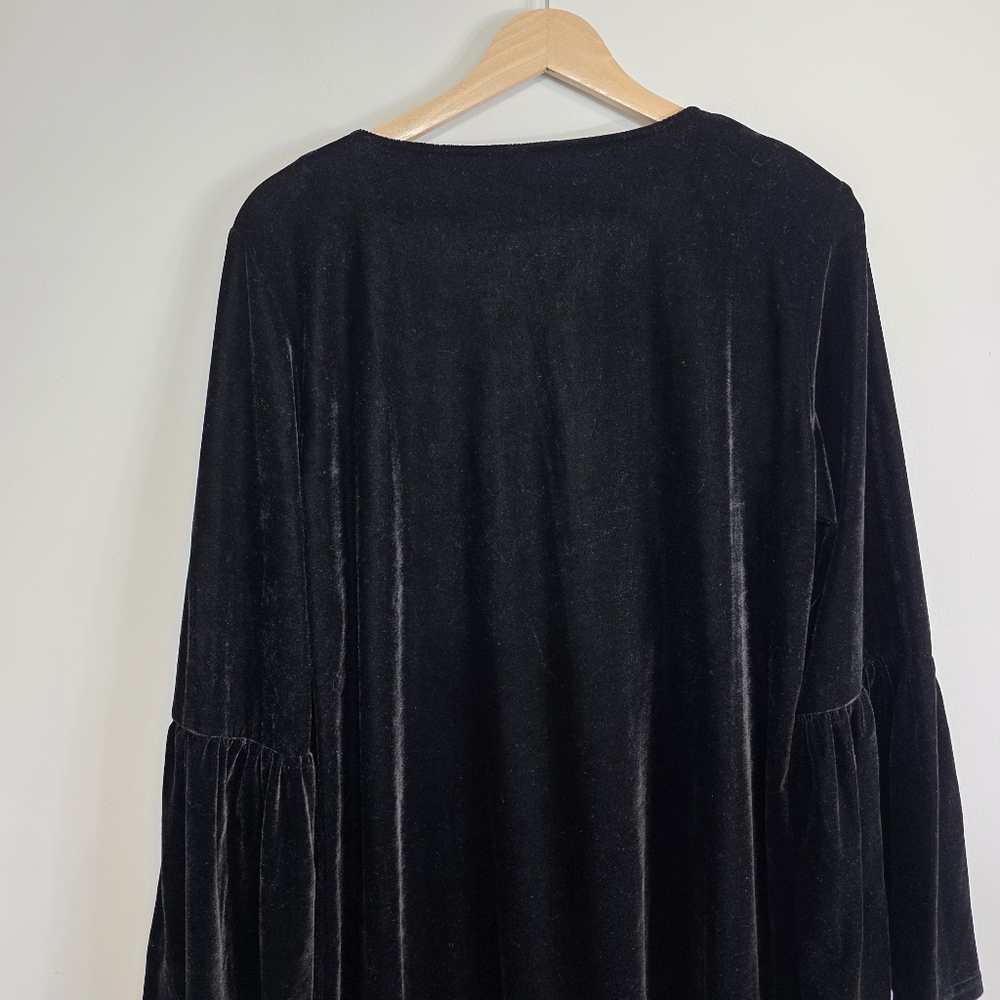 Solitaire Bohemian Boho Embroidered Floral Velvet V Neck Dress Sz Large - Picture 7 of 9